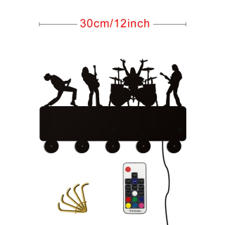Vešiak - LED rockové pásma šokové srdce nástenné svetlo D D