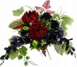 Veniec, kvety ikebana na hrob - Banda chryzantém náhrobok cintorín 80cm
