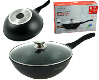 Wok panvica - WOK 30cm Hlboká panvica Cover Gas Indukčné