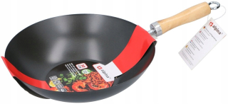 Wok panvica - Wok patelia 30 cm hlboko drevené rukoväte