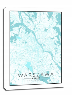 Varšavská mapa modrej - obrázok na plátne
