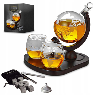 Gadget - DELUXE Whisky Set GLOBUS CARAFE poháre darček k narodeninám 18-99