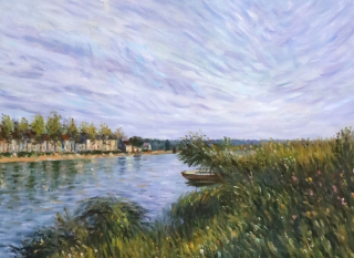 Pohľad na Svätých-Mammes Alfred Sisley Impresja Obrázok