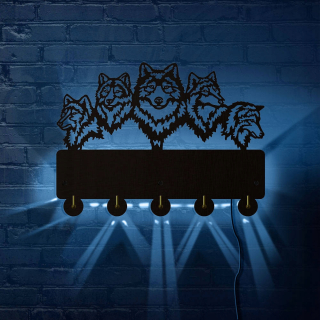 Vešiak - Wolf Family Wall Hanger LED HOOKY NA DECON