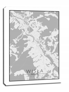 Wisła mapa čiernobiela - obrázok na plátne