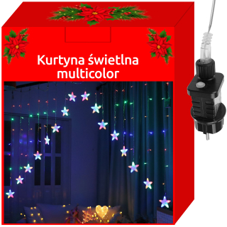Svetla na Vianočný stromček - Závesné hviezdy Kurtina Vianočné stromové svetlo 136 LED K