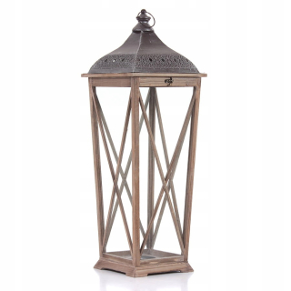 Lampáš, svietník - Vysoký lampáš drevená lampáš Rustikálne