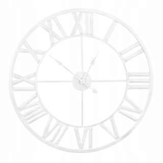 Hodiny - XXL Big Clock White Metal Loft Retro 80 cm