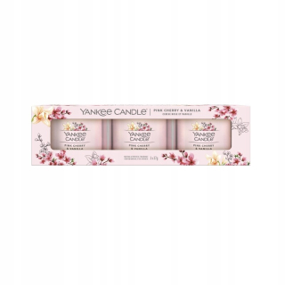 Tradičná sviečka parafín Pink Cherry & Vanilla Yankee Candle 3 PCS.