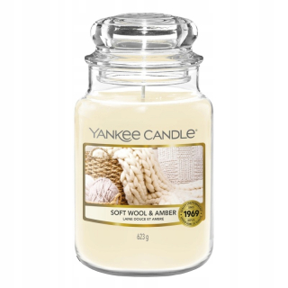 Tradičná sviečka parafín Soft Wool & Amber Yankee Sviečka 1 ks.