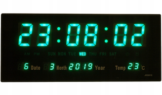 Hodiny - LED DIGITAL Hodiny Teplomery DATA 36x15 cm - FARBY