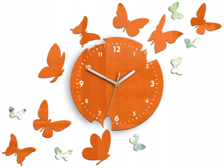 Hodiny - Nástenné hodiny IN ULTRA SILENT MOTÝĽ ORANGE 14