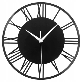 Hodiny - Nástenné hodiny ROUND BLACK 50CM MODERNÝ LOFT