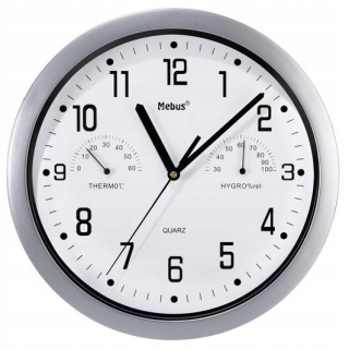 Hodiny - Nástenné hodiny 25 cm s teplomerom Quartz
