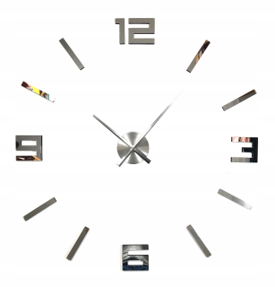 Hodiny - Silver hodiny lepenie zrkadlenie moderné DIY