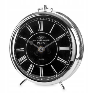 Hodiny - CLOCK STANDING PARIS SILVER METAL BLACK 20cm