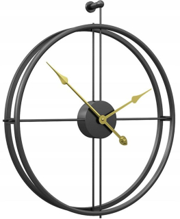 Hodiny - Nástenné hodiny 3D kovové okrúhle čierne 50 cm
