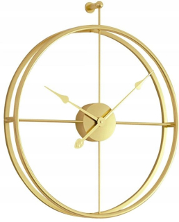 Hodiny - Nástenné hodiny 3D kovové okrúhle zlaté 60 cm