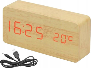 Hodiny - WATCH teplomer '' WOOD '' ALARM KALENDÁR