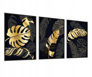 SET 3x Plagát Monstera Listy Palm Trees Dekor 60x80