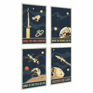 Set 4x plagát Kosmos titulky vintage 60x80