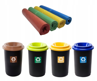 Odpadkový kôš - SET 4x50L kôš na triedenie smetí + VRECKÁ