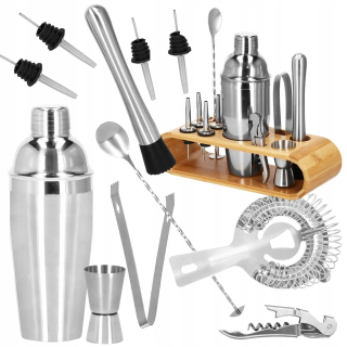Bartender Set Shaker 750 ml Bambus 12 El