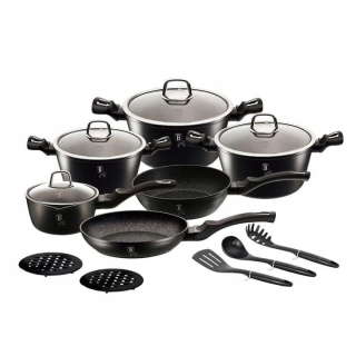 Sada hrncov - Sada 15 EL kvetináčoch. Berlinger Haus Black Silver