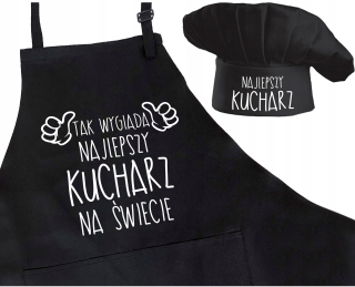 Kuchynská súprava zástera + klobúk pre šéfkuchára