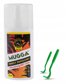 Mugga Strong Set 50% DEET 75 ml + kliešte