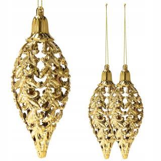 Vianočné ozdoby - Zlaté prívesky vianočný stromček BAUBLES 16 cm 2 ks