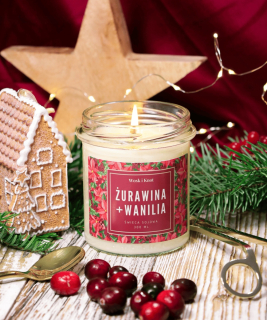 Scéna Sviečka sójová cranberry + vanilla - sójový sviečkový vosk a knôt