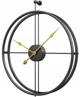 Hodiny - 3D nástenné hodiny black metal kruh 60cm kompas