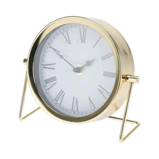 Hodiny - Kovové stolové hodiny GOLDEN Glamour okrúhle 16 cm