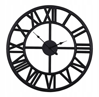 Hodiny - Nástenné hodiny Black Metal Loft Retro 60 cm