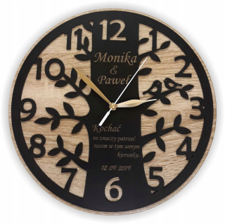 Hodiny - Svadobný dar Clock Souvenir výročie svadby Oak