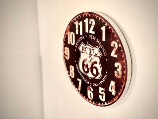 Hodiny - Nástenné hodiny Vintage Retro Route 66 Loft Metal
