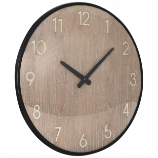 Hodiny - Nástenné hodiny, hnedé, 42 cm, MDF a kovov