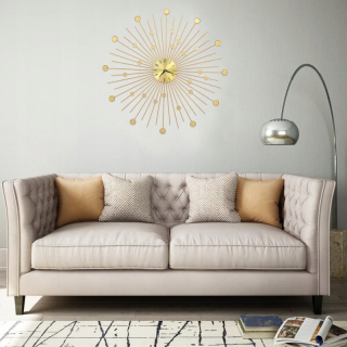 Hodiny - Nástenné hodiny, kovové, 70 cm, zlaté