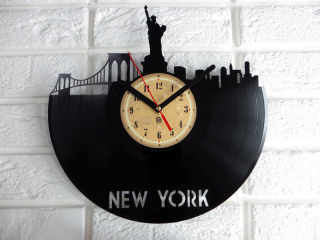 Hodiny - Nástenné hodiny z New Yorku vinylové dosky