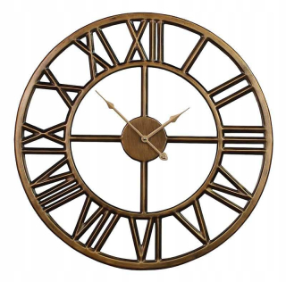 Hodiny - Nástenné hodiny dozlatista kov loft retro 60cm