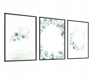 Sada 3x Plagát v ráme Eucalyptus LEAVES 60x80