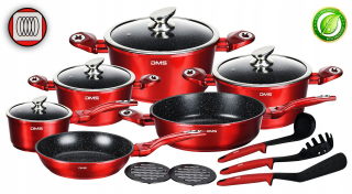 Sada hrncov - Sada DMS TSM4015 Red 15 El mramorové hrnce