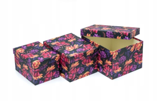 Sada boxov obdĺžnika Flowers Maki (3 ks)