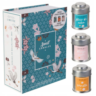 Tradičná sviečka parafín vanilka, bavlnené kvety, továreň Home Deco 3 PCS.