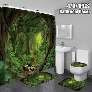 Zelený štýl sprchový záves 150x180cm 3d zelený
