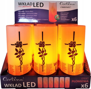 Kahance, sviečky na hroby - ZNICZ Elektrický LED príspevok Pohyblivý plameň 6ks.