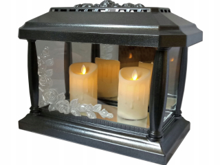 Večné svetlo, kahanec - Znicz lampáš Pantene ruže striebro + 2 LED sviečky