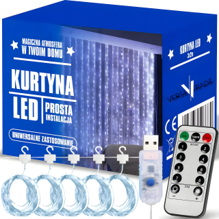 SVETELNÁ ZÁPONA 200 LED STUDENÁ 3x2m USB VIANOČNÝ STROMČEK DIAĽK.