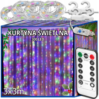 SVETELNÁ ZÁPONA 300 LED FAREBNÁ 3x3 USB VIANOČNÝ STROMEC NA DIAĽKOVÉ OVLÁDANIE